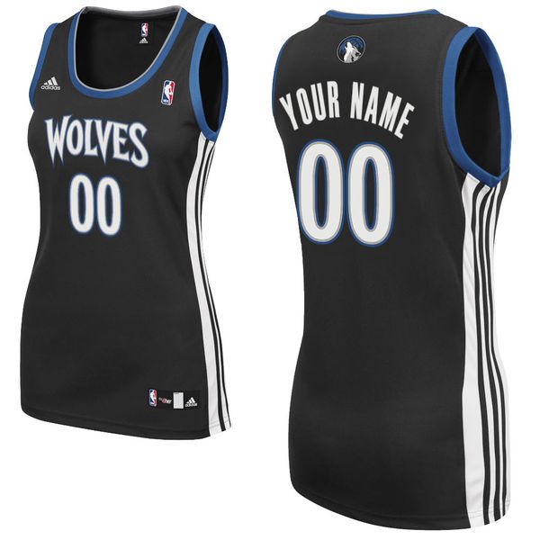 Adidas Minnesota Timberwolves Women Custom Replica Alternate Black NBA Jersey